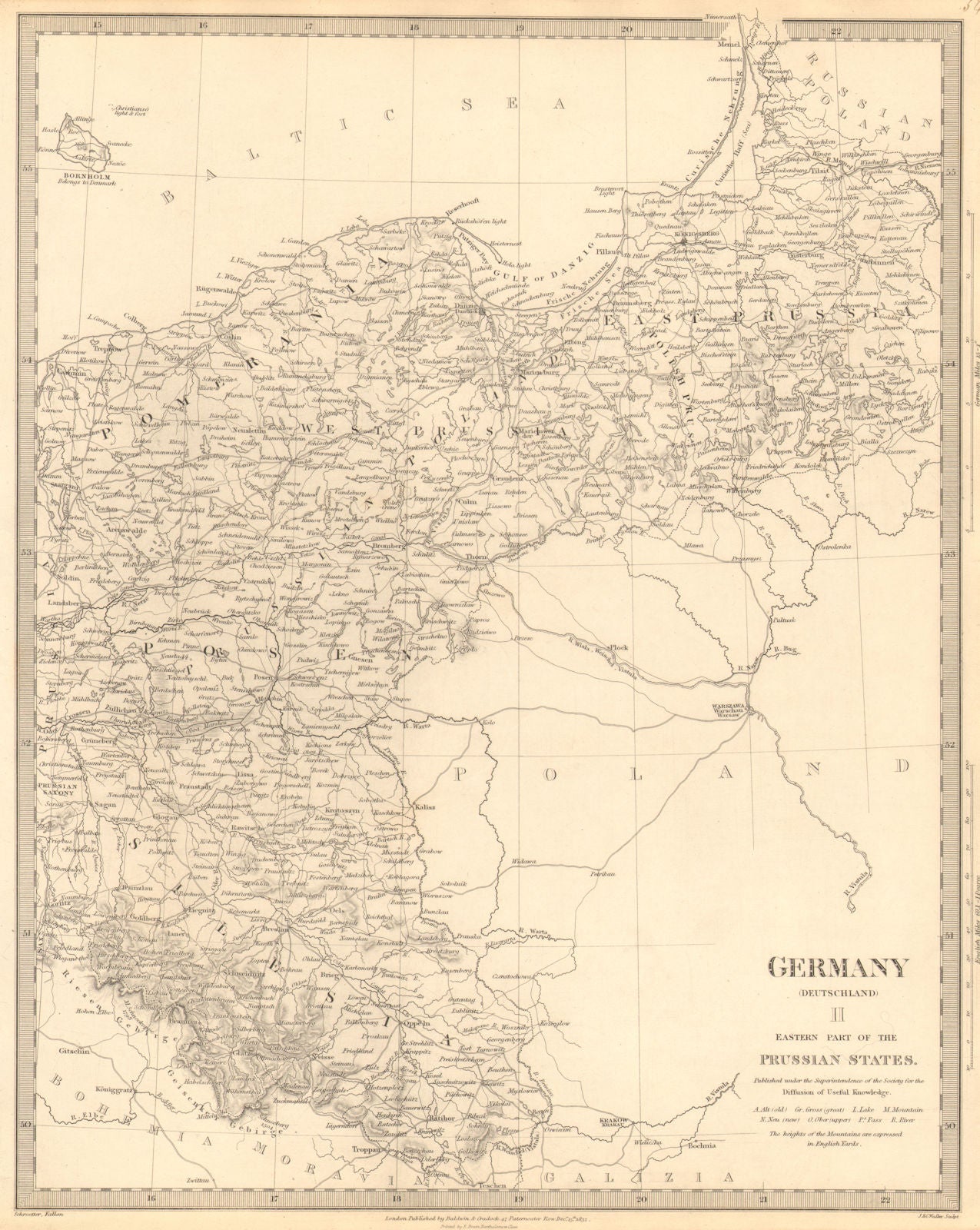 GERMANY DEUTSCHLAND.Eastern Prussian States.Silesia;Pomerania.SDUK 1848 map